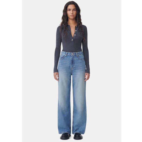 Ganni Denim - GANNI Magny Wide-Leg High-Rise Jeans 31" / Size 27 / Mid Blue Vintage